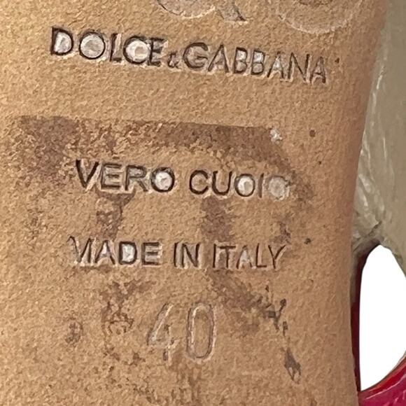 Vintage Dolce & Gabbana Patent Leather Pink Rose Open Toe Heels Size 40 US 10 - Picture 12 of 15